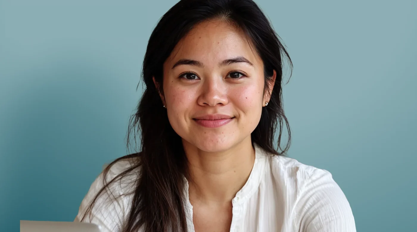 Professional Scrum Master Sarah in video call - friendly, approachable team facilitator ready to help with sprint planning and agile processes